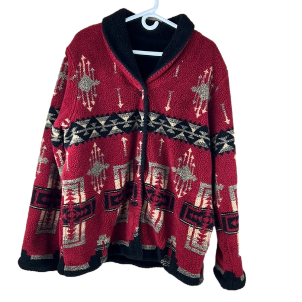 Northern Reflections Cozy Reversible Button Down Sherpa Coat